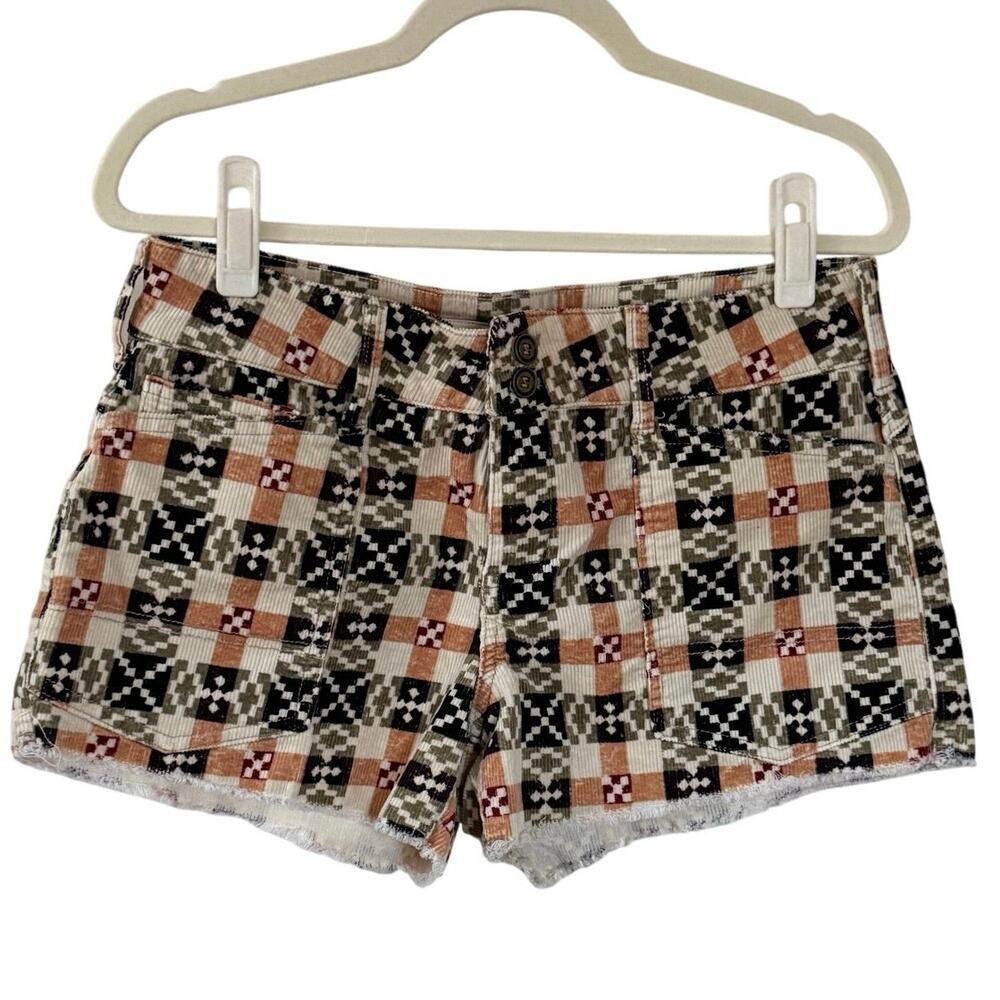 Pilcro Anthropologie The Wanderer Earthy Checkered Pattern Corduroy Shorts - 29 - Picture 4 of 8